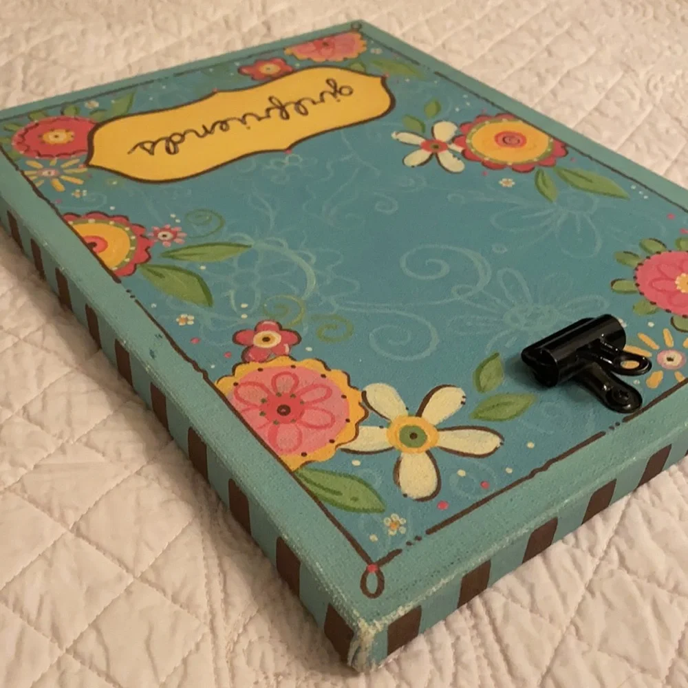 Glory Haus | “Girlfriends” Flower Design Canvas Clip Picture Frame Teal Blue